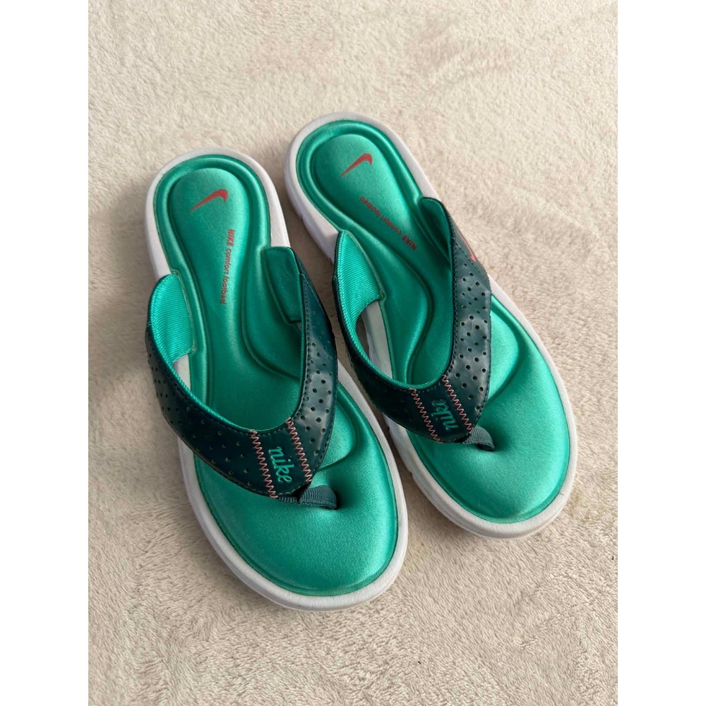 Nike Womens 7 Teal Comfort Footbed Flip Flop Sandals Thong Cushioned 316274-302